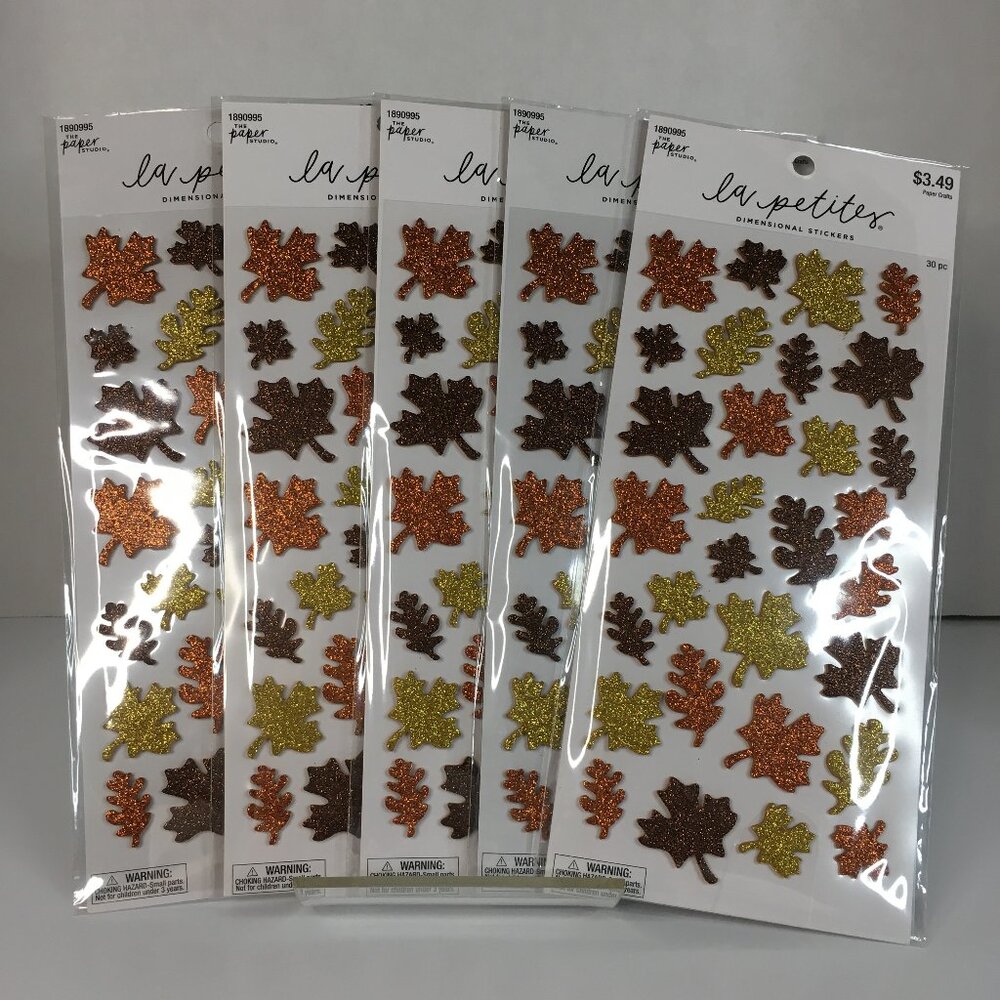 3D Dimensional Glitter Fall Leaves Scrapbooking Stickers La Petites 5 Packs